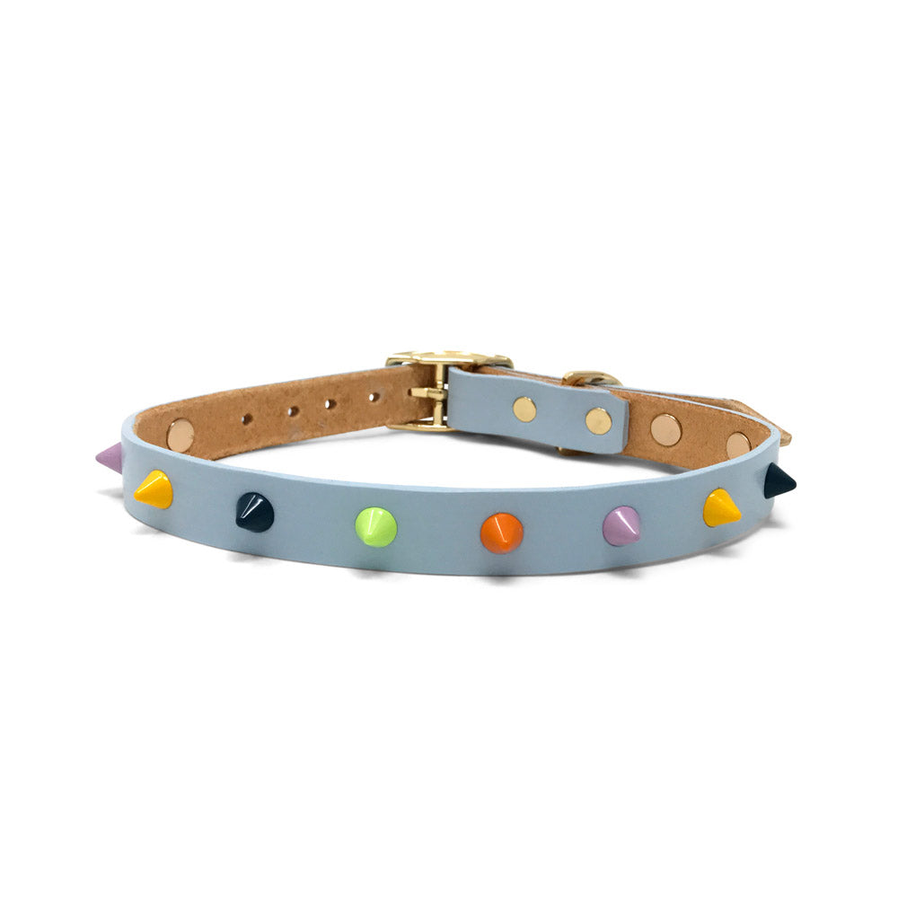 Smooth Spike Leather Dog Collar - Jelly Beans