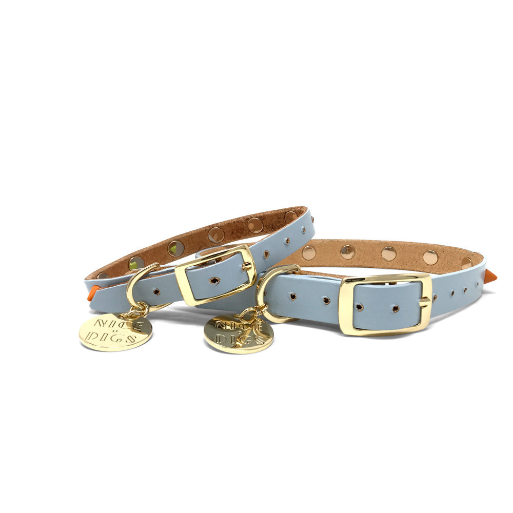 Smooth Spike Leather Dog Collar - Jelly Beans