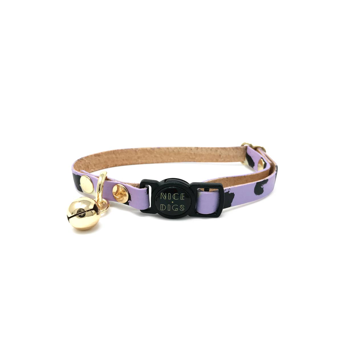 Animal Leather Cat Collar - Lilac