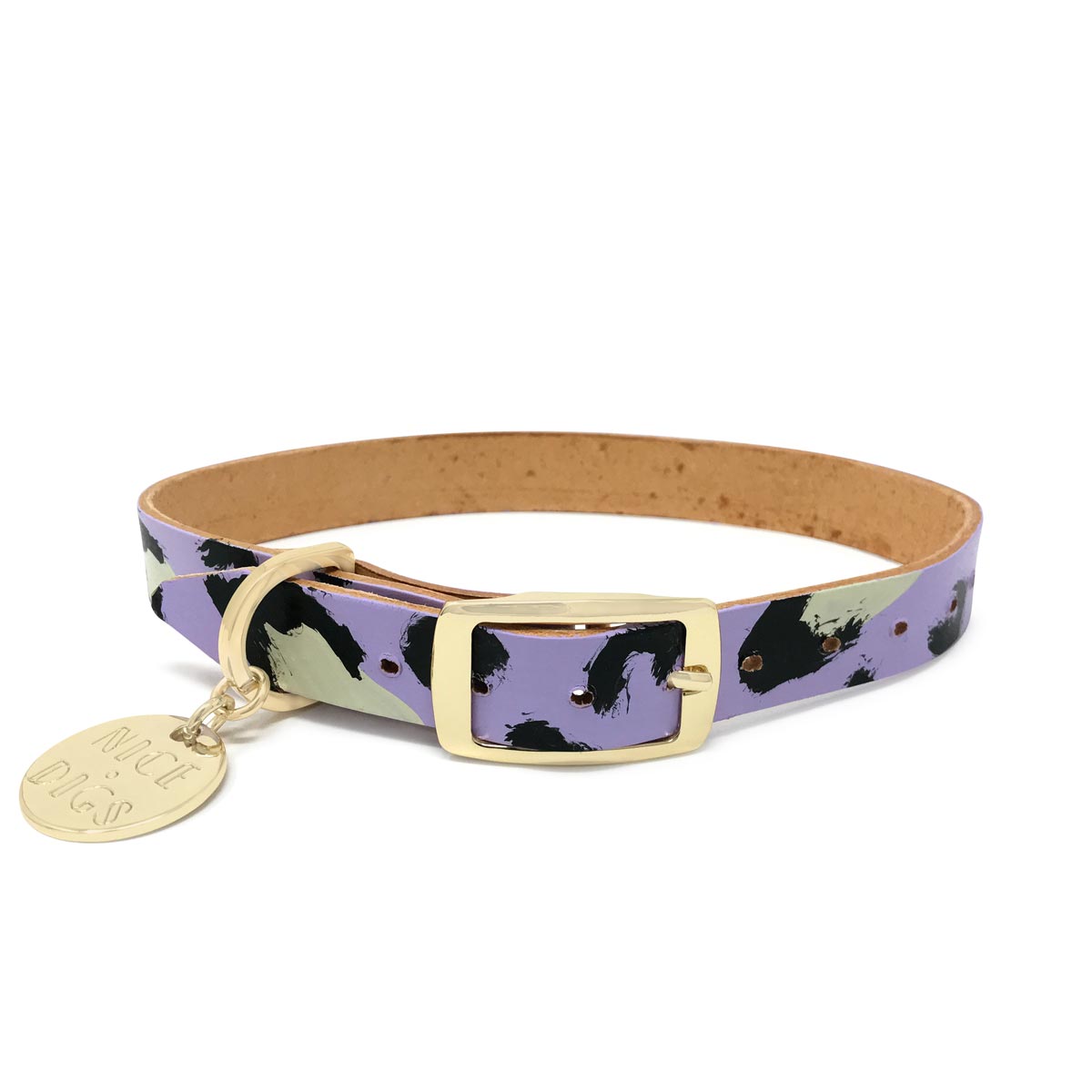 Animal Leather Dog Collar - Lilac