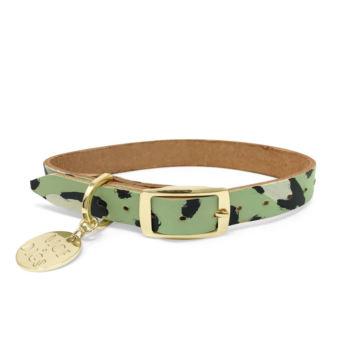 Animal Leather Dog Collar - Pistachio (XS ONLY)