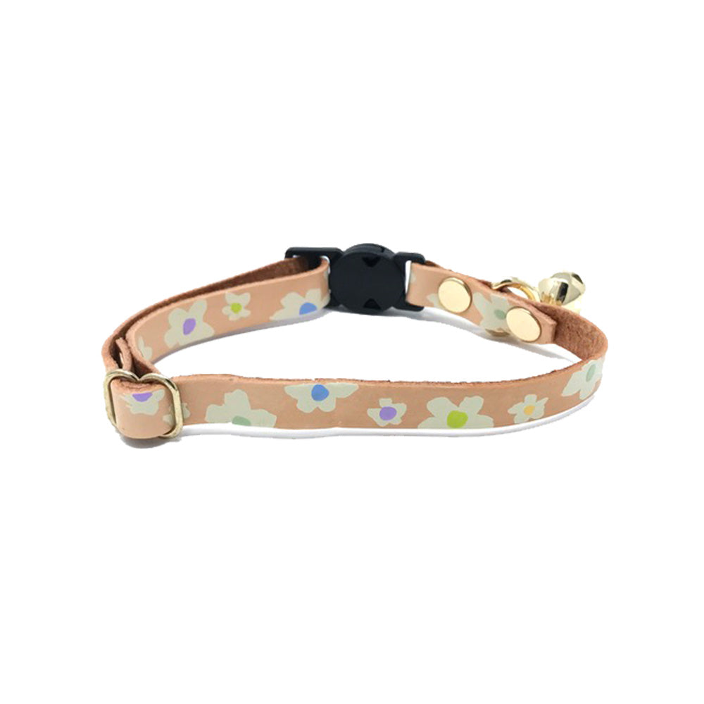 Posie Leather Cat Collar - Spring
