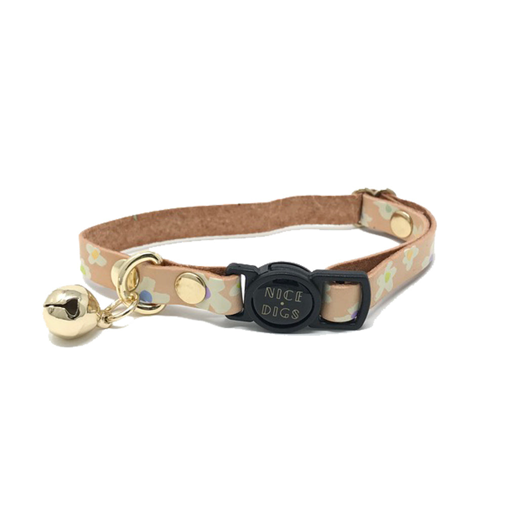 Posie Leather Cat Collar - Spring