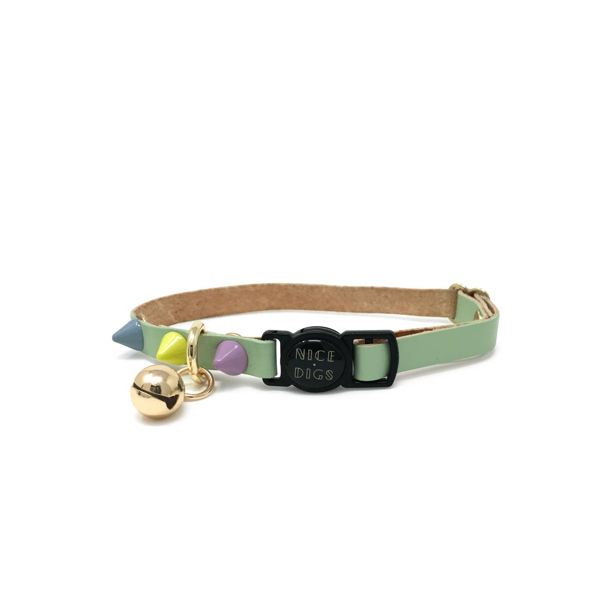 Spike Leather Cat Collar - Sorbet Pistachio