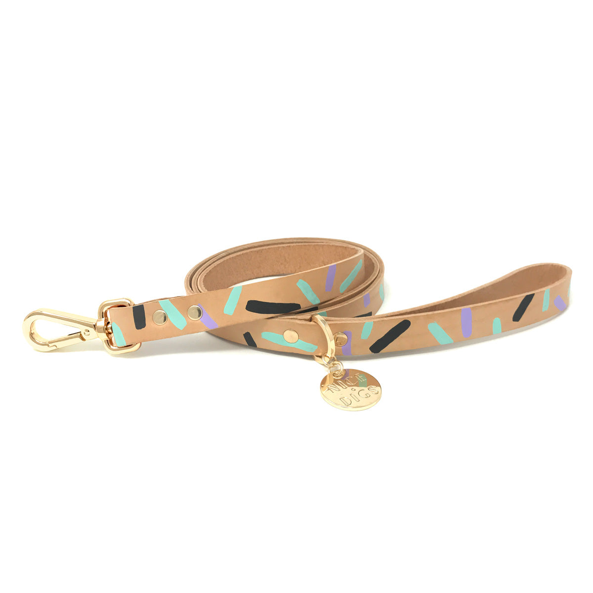 Tiggy Leather Leash - Aqua Violet