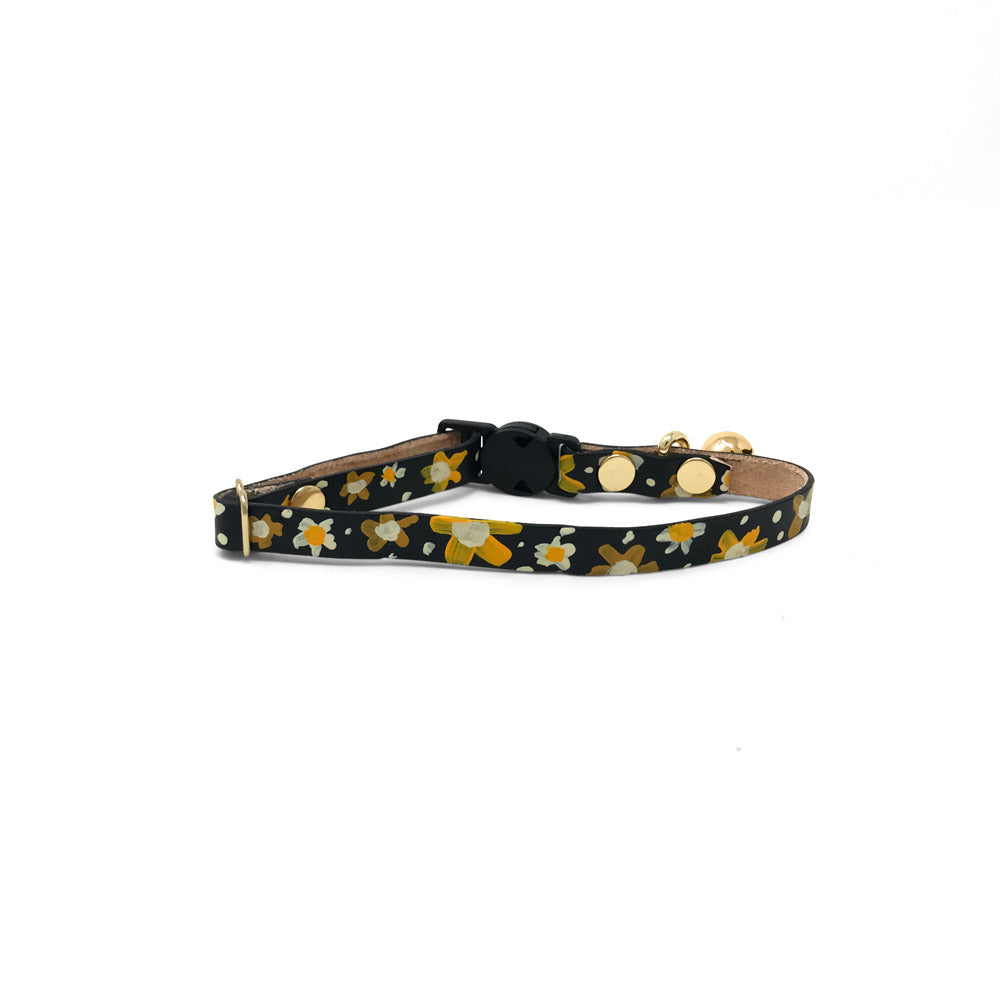 Posie Leather Cat Collar - Sunshine