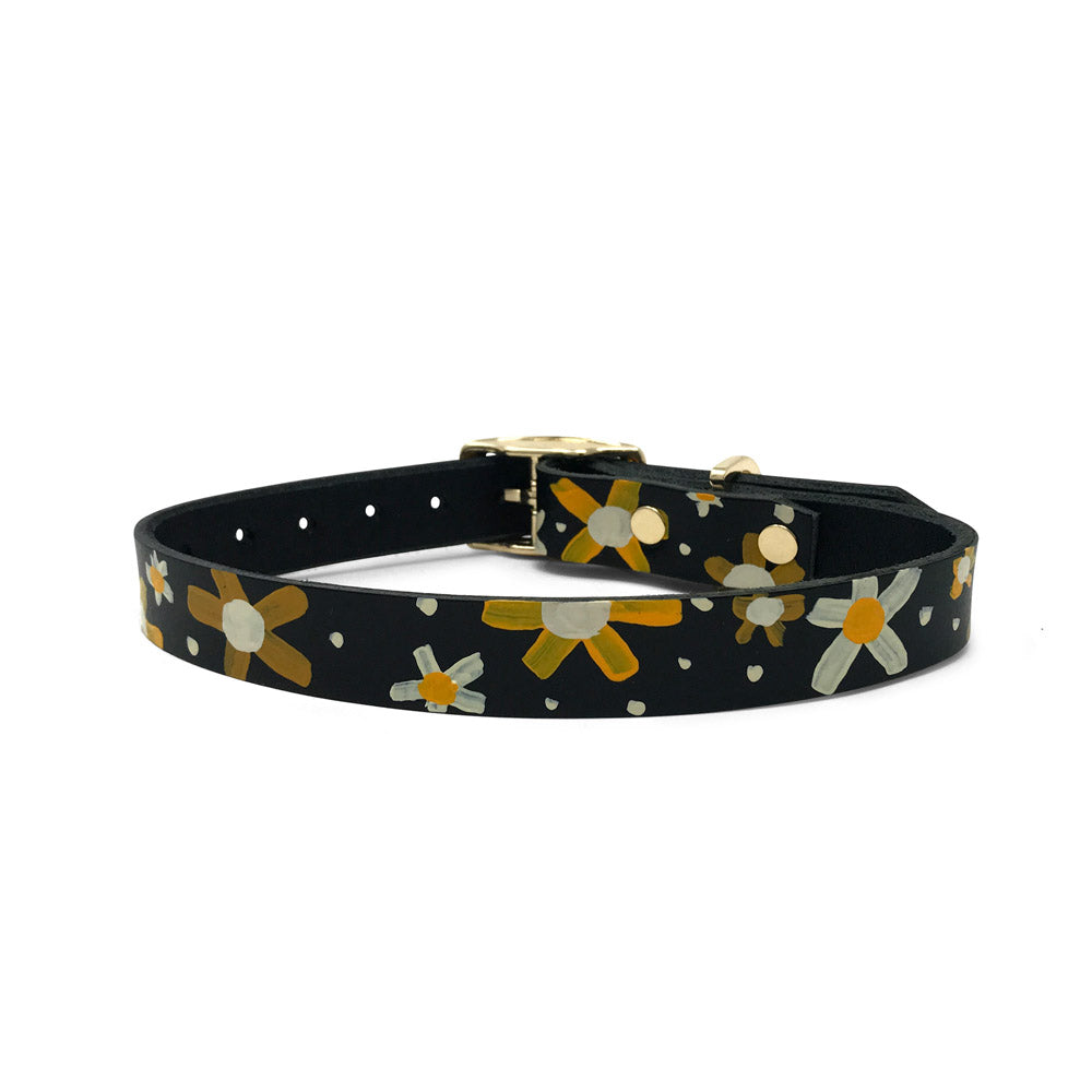 Posie Leather Dog Collar - Sunshine