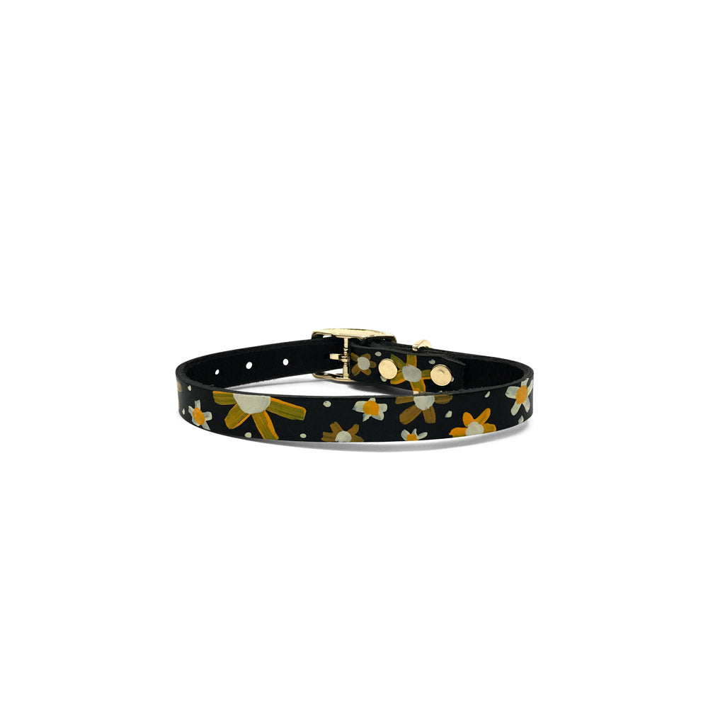 Posie Leather Dog Collar - Sunshine