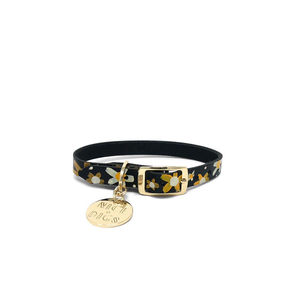 Posie Leather Dog Collar - Sunshine