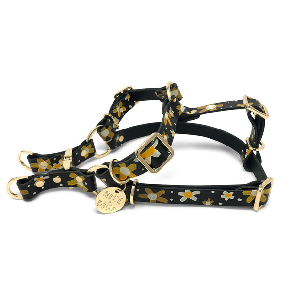 Posie Leather Non-Pull Dog Harness - Sunshine