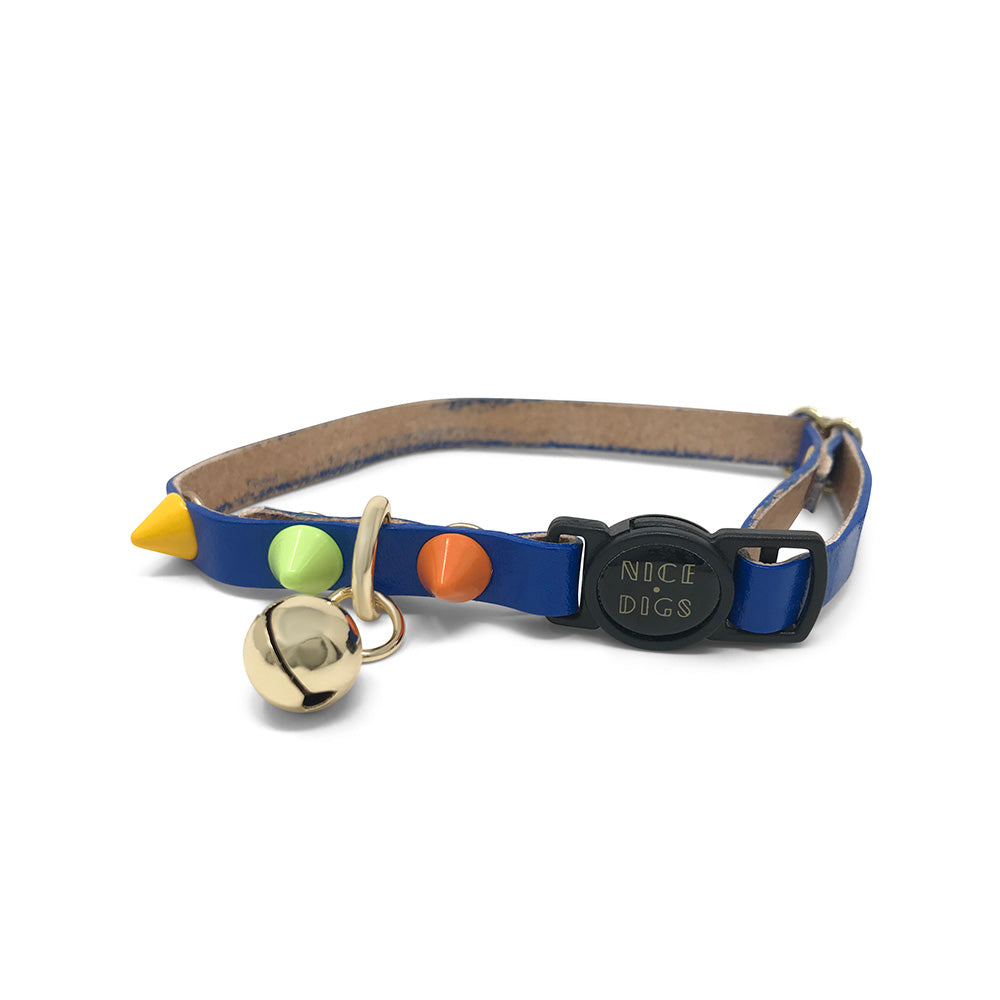 Spike Leather Cat Collar - Salt Coast