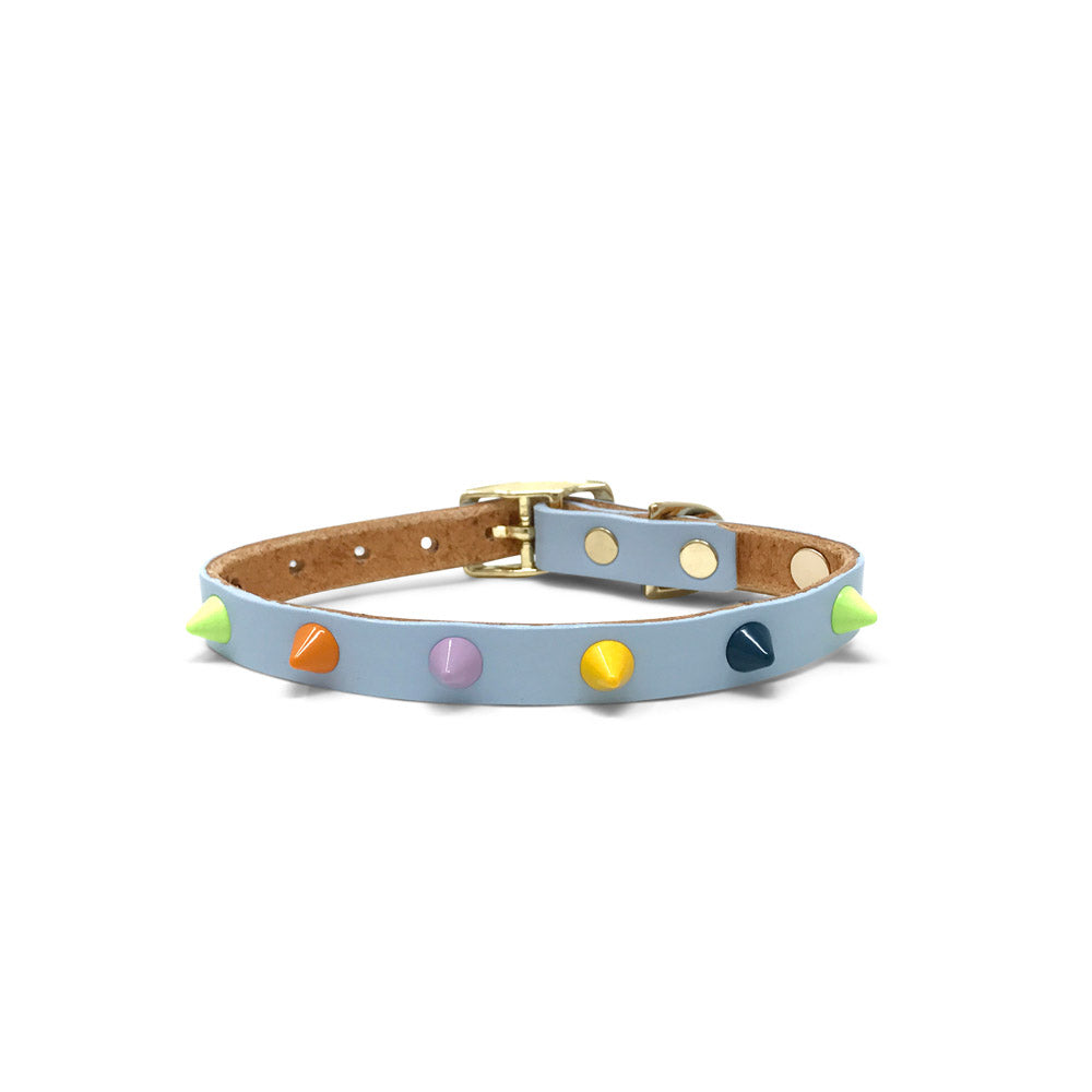 Smooth Spike Leather Dog Collar - Jelly Beans