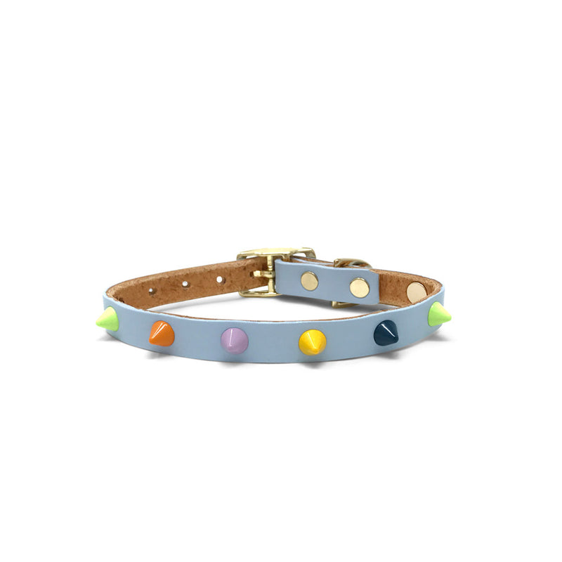 Smooth Spike Leather Dog Collar - Jelly Beans