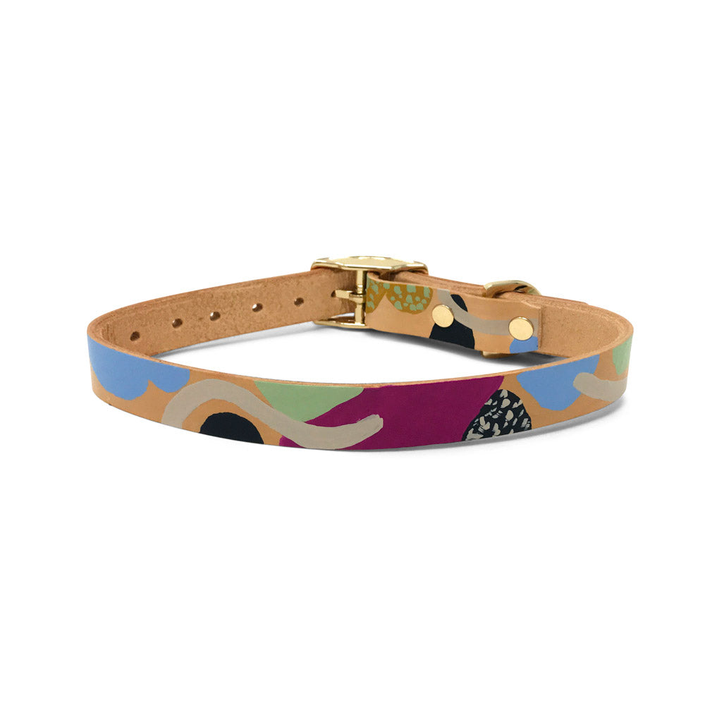 Snakes and Ladders Leather Dog Collar
