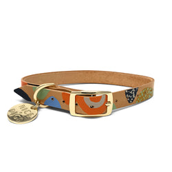 Snakes and Ladders Leather Dog Collar