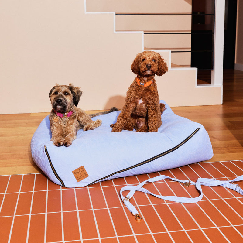 Cord Slouch Dog Bed - Forget Me Not