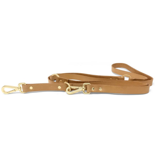 Adjustable Leather Dog Leash - Tan