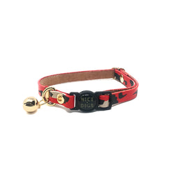 Animal Leather Cat Collar - Red