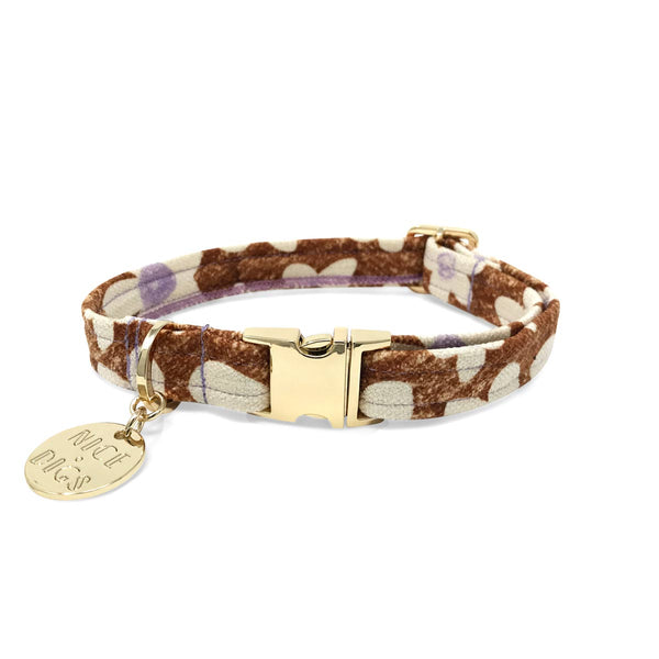 Daisy Printed Dog Collar - Pecan