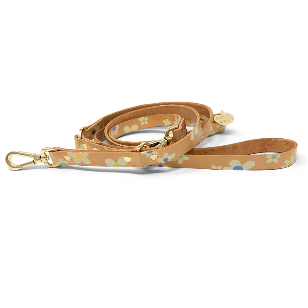 Posie Adjustable Leather Dog Leash - Spring