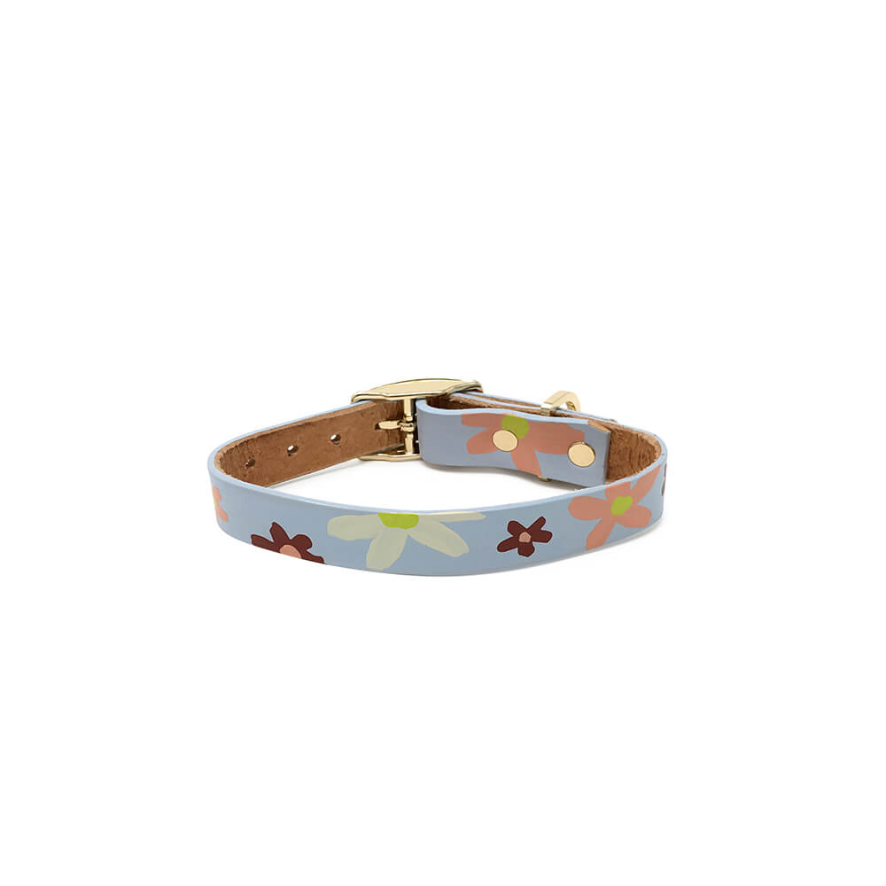 Posie Leather Dog Collar - Glacier