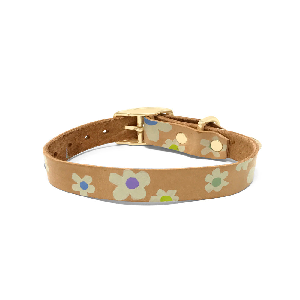 Posie Leather Dog Collar - Spring