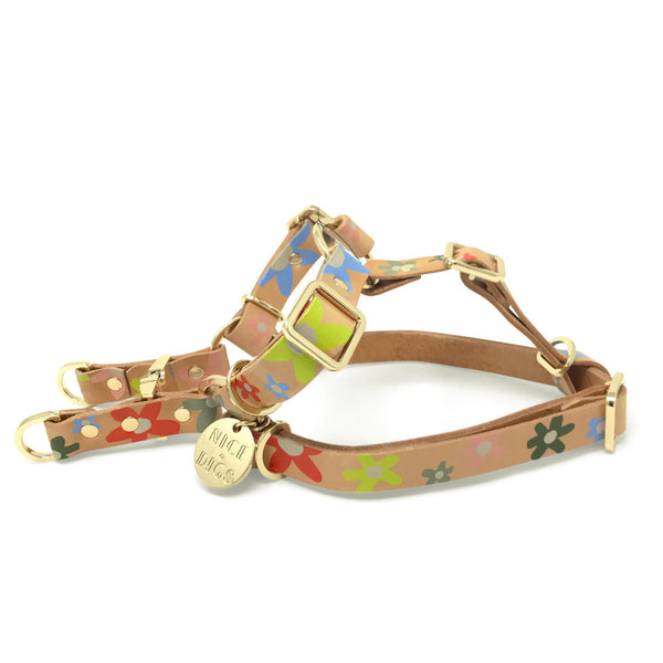 Posie Leather Non-Pull Dog Harness - Wildflower