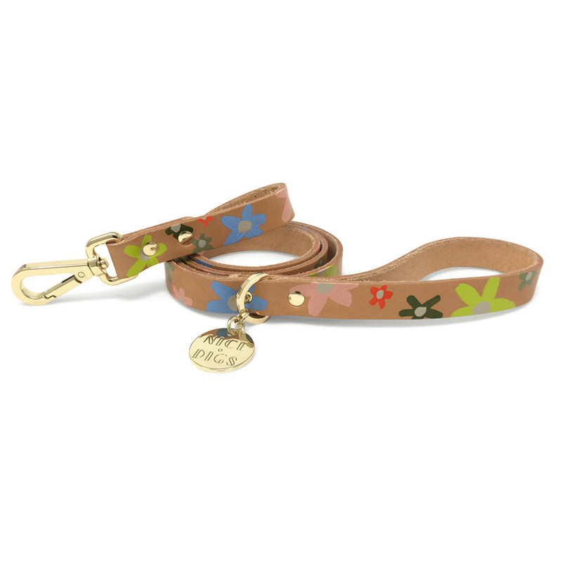 Posie Leather Leash - Wildflower