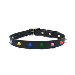 Smooth Spike Leather Dog Collar - Memphis Noir