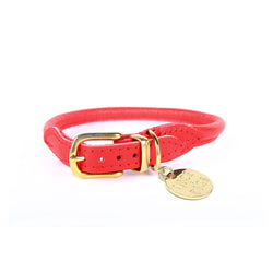 Stevie Rolled Nappa Leather Collar - Red