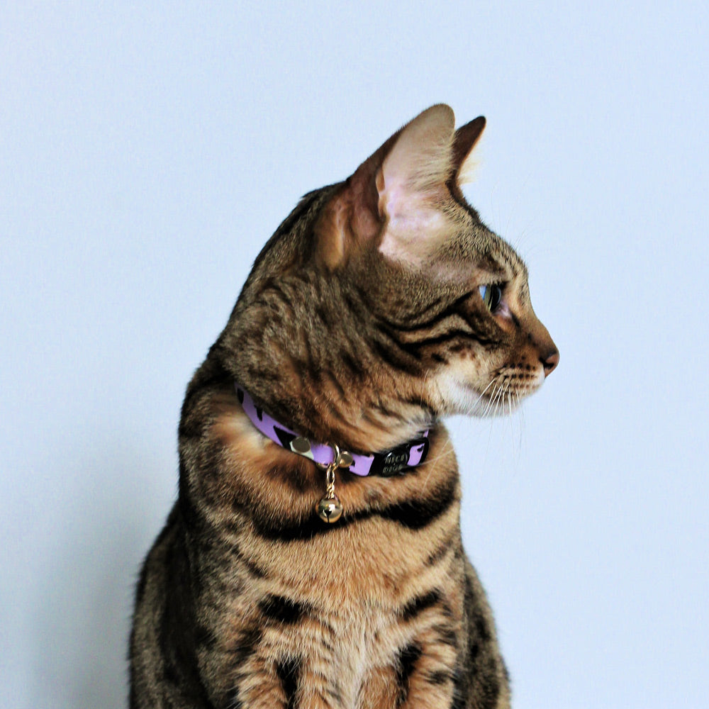 Animal Leather Cat Collar - Lilac