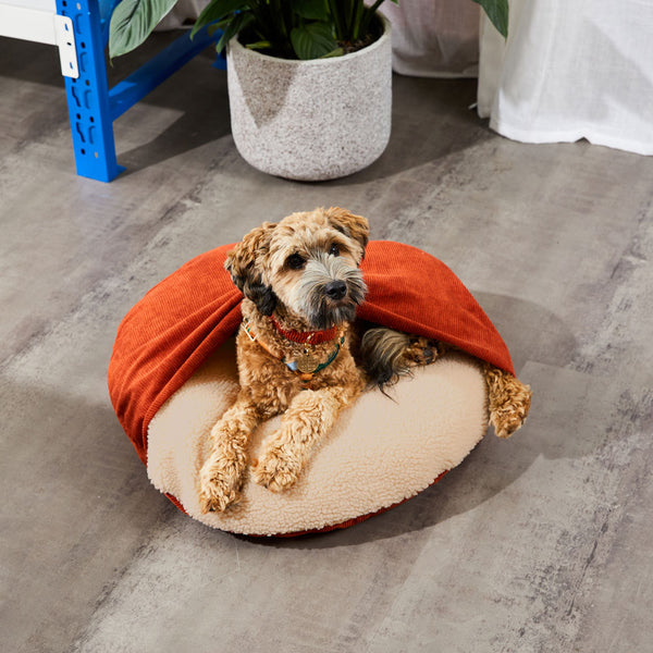 Cord Snuggle Dog Bed - Rust