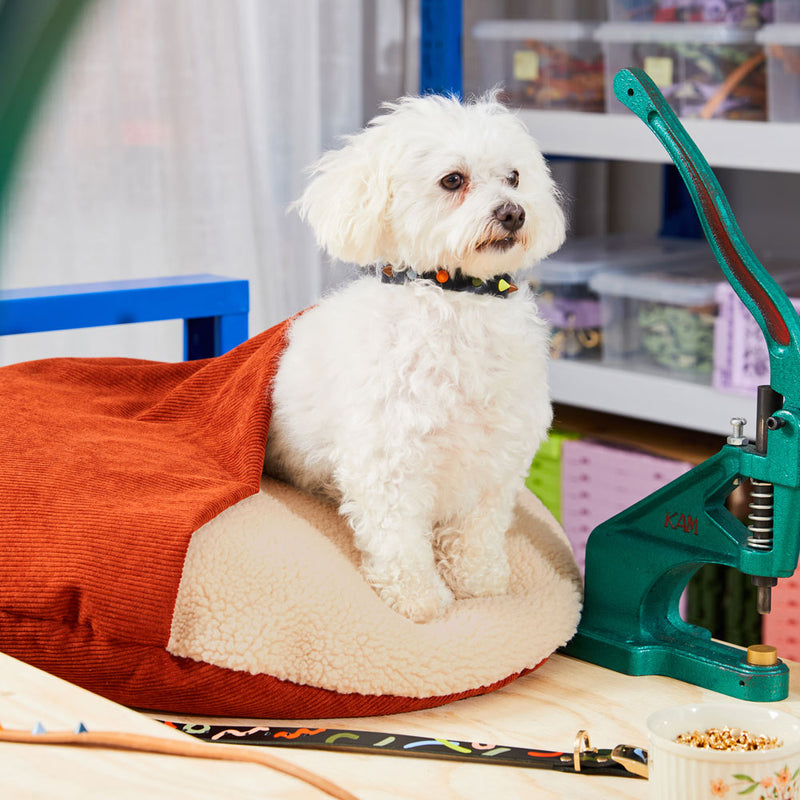 Cord Snuggle Dog Bed - Rust